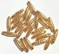 25 19x5mm Gold Plated Filigrae Oval Metal Beads
